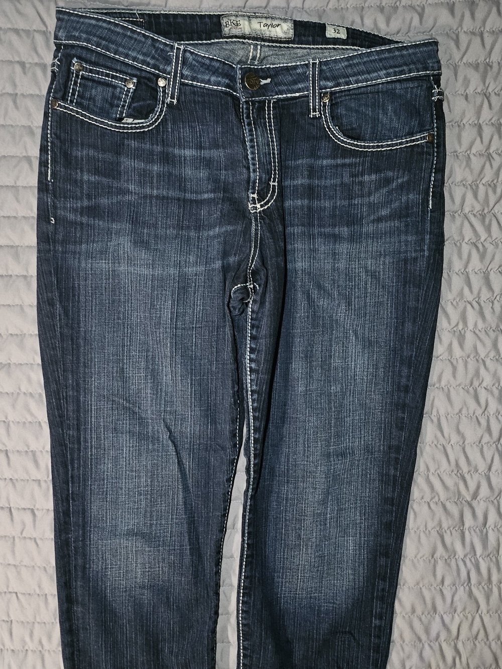 BKE Women's Dark Indigo Skinny Jeans with White Contrast Stitching